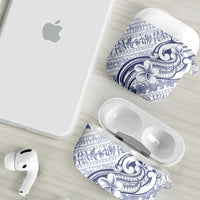 Hawaii Plumeria Lokelani Pikake Lei AirPods Case Navy Blue Polynesian Tattoo