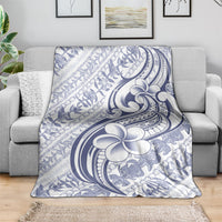 Hawaii Plumeria Lokelani Pikake Lei Blanket Navy Blue Polynesian Tattoo LT9 - Polynesian Pride