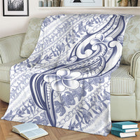Hawaii Plumeria Lokelani Pikake Lei Blanket Navy Blue Polynesian Tattoo LT9 - Polynesian Pride