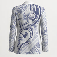 Hawaii Plumeria Lokelani Pikake Lei Blazer Navy Blue Polynesian Tattoo LT9 - Polynesian Pride