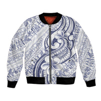 Hawaii Plumeria Lokelani Pikake Lei Bomber Jacket Navy Blue Polynesian Tattoo LT9 Unisex Navy Blue - Polynesian Pride