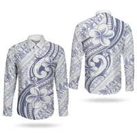 Hawaii Plumeria Lokelani Pikake Lei Couples Matching Short Sleeve Bodycon Dress and Long Sleeve Button Shirt Navy Blue Polynesian Tattoo LT9 - Polynesian Pride