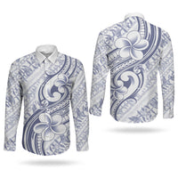Hawaii Plumeria Lokelani Pikake Lei Couples Matching Short Sleeve Bodycon Dress and Long Sleeve Button Shirt Navy Blue Polynesian Tattoo LT9 - Polynesian Pride