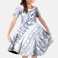 Hawaii Plumeria Lokelani Pikake Lei Family Matching Long Sleeve Bodycon Dress and Hawaiian Shirt Navy Blue Polynesian Tattoo