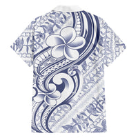Hawaii Plumeria Lokelani Pikake Lei Family Matching Long Sleeve Bodycon Dress and Hawaiian Shirt Navy Blue Polynesian Tattoo LT9 Dad's Shirt - Long Sleeve Navy Blue - Polynesian Pride