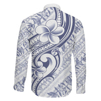 Hawaii Plumeria Lokelani Pikake Lei Family Matching Long Sleeve Bodycon Dress and Hawaiian Shirt Navy Blue Polynesian Tattoo LT9 Son's Shirt Navy Blue - Polynesian Pride