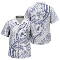 Hawaii Plumeria Lokelani Pikake Lei Family Matching Off The Shoulder Long Sleeve Dress and Hawaiian Shirt Navy Blue Polynesian Tattoo LT9 Son's Shirt Navy Blue - Polynesian Pride