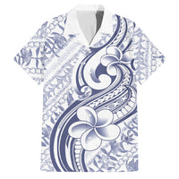 Hawaii Plumeria Lokelani Pikake Lei Family Matching Off Shoulder Maxi Dress and Hawaiian Shirt Navy Blue Polynesian Tattoo LT9 Dad's Shirt - Short Sleeve Navy Blue - Polynesian Pride