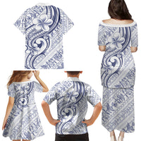 Hawaii Plumeria Lokelani Pikake Lei Family Matching Puletasi and Hawaiian Shirt Navy Blue Polynesian Tattoo LT9 Mom's Dress Navy Blue - Polynesian Pride