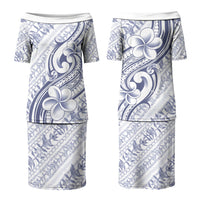Hawaii Plumeria Lokelani Pikake Lei Family Matching Puletasi and Hawaiian Shirt Navy Blue Polynesian Tattoo LT9 Mom's Dress Navy Blue - Polynesian Pride