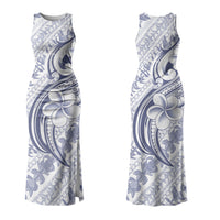 Hawaii Plumeria Lokelani Pikake Lei Family Matching Tank Maxi Dress and Hawaiian Shirt Navy Blue Polynesian Tattoo LT9 Mom's Dress Navy Blue - Polynesian Pride