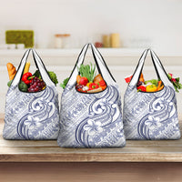 Hawaii Plumeria Lokelani Pikake Lei Grocery Bag Navy Blue Polynesian Tattoo LT9 3-pack One Size Navy Blue - Polynesian Pride