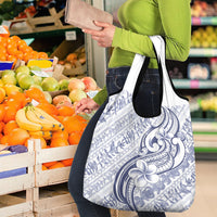 Hawaii Plumeria Lokelani Pikake Lei Grocery Bag Navy Blue Polynesian Tattoo LT9 - Polynesian Pride