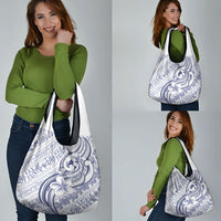Hawaii Plumeria Lokelani Pikake Lei Grocery Bag Navy Blue Polynesian Tattoo LT9 - Polynesian Pride