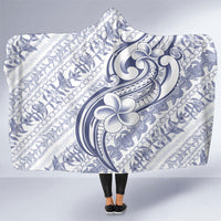 Hawaii Plumeria Lokelani Pikake Lei Hooded Blanket Navy Blue Polynesian Tattoo LT9 One Size Navy Blue - Polynesian Pride