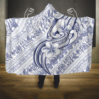 Hawaii Plumeria Lokelani Pikake Lei Hooded Blanket Navy Blue Polynesian Tattoo LT9 - Polynesian Pride