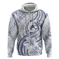 Hawaii Plumeria Lokelani Pikake Lei Hoodie Navy Blue Polynesian Tattoo LT9 Zip Hoodie Navy Blue - Polynesian Pride