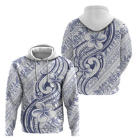 Hawaii Plumeria Lokelani Pikake Lei Hoodie Navy Blue Polynesian Tattoo LT9 - Polynesian Pride