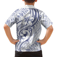Hawaii Plumeria Lokelani Pikake Lei Kid Hawaiian Shirt Navy Blue Polynesian Tattoo LT9 - Polynesian Pride
