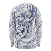Hawaii Plumeria Lokelani Pikake Lei Long Sleeve Shirt Navy Blue Polynesian Tattoo LT9 - Polynesian Pride