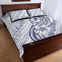 Hawaii Plumeria Lokelani Pikake Lei Quilt Bed Set Navy Blue Polynesian Tattoo
