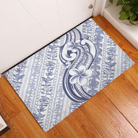 Hawaii Plumeria Lokelani Pikake Lei Rubber Doormat Navy Blue Polynesian Tattoo