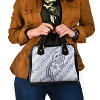 Hawaii Plumeria Lokelani Pikake Lei Shoulder Handbag Navy Blue Polynesian Tattoo