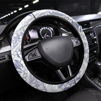 Hawaii Plumeria Lokelani Pikake Lei Steering Wheel Cover Navy Blue Polynesian Tattoo LT9 Universal Fit Navy Blue - Polynesian Pride