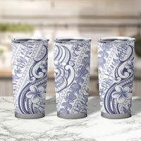 Hawaii Plumeria Lokelani Pikake Lei Tumbler Cup Navy Blue Polynesian Tattoo LT9 - Polynesian Pride