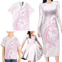 Hawaii Plumeria Lokelani Pikake Lei Family Matching Long Sleeve Bodycon Dress and Hawaiian Shirt Poni Mama Polynesian Tattoo