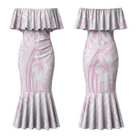 Hawaii Plumeria Lokelani Pikake Lei Family Matching Mermaid Dress and Hawaiian Shirt Poni Mama Polynesian Tattoo LT9 Mom's Dress Pink - Polynesian Pride