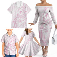 Hawaii Plumeria Lokelani Pikake Lei Family Matching Off The Shoulder Long Sleeve Dress and Hawaiian Shirt Poni Mama Polynesian Tattoo LT9 - Polynesian Pride