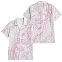 Hawaii Plumeria Lokelani Pikake Lei Family Matching Off The Shoulder Long Sleeve Dress and Hawaiian Shirt Poni Mama Polynesian Tattoo LT9 Dad's Shirt - Short Sleeve Pink - Polynesian Pride