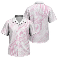 Hawaii Plumeria Lokelani Pikake Lei Family Matching Off Shoulder Maxi Dress and Hawaiian Shirt Poni Mama Polynesian Tattoo LT9 Son's Shirt Pink - Polynesian Pride