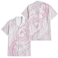 Hawaii Plumeria Lokelani Pikake Lei Family Matching Summer Maxi Dress and Hawaiian Shirt Poni Mama Polynesian Tattoo LT9 Dad's Shirt - Short Sleeve Pink - Polynesian Pride