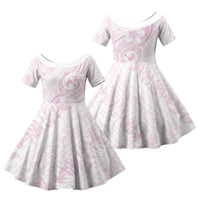Hawaii Plumeria Lokelani Pikake Lei Family Matching Summer Maxi Dress and Hawaiian Shirt Poni Mama Polynesian Tattoo LT9 Daughter's Dress Pink - Polynesian Pride