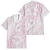 Hawaii Plumeria Lokelani Pikake Lei Family Matching Tank Maxi Dress and Hawaiian Shirt Poni Mama Polynesian Tattoo LT9 Dad's Shirt - Short Sleeve Pink - Polynesian Pride