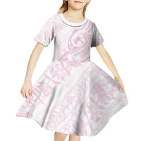 Hawaii Plumeria Lokelani Pikake Lei Kid Short Sleeve Dress Poni Mama Polynesian Tattoo LT9 - Polynesian Pride