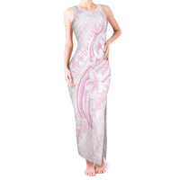 Hawaii Plumeria Lokelani Pikake Lei Tank Maxi Dress Poni Mama Polynesian Tattoo LT9 Women Pink - Polynesian Pride