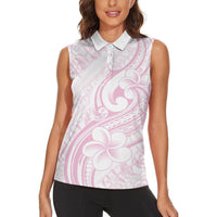 Hawaii Plumeria Lokelani Pikake Lei Women Sleeveless Polo Shirt Poni Mama Polynesian Tattoo