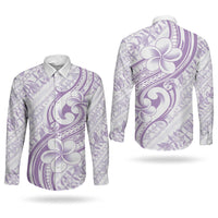 Hawaii Plumeria Lokelani Pikake Lei Couples Matching Off Shoulder Short Dress and Long Sleeve Button Shirt Poni Polynesian Tattoo LT9 - Polynesian Pride
