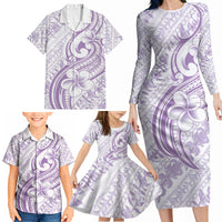 Hawaii Plumeria Lokelani Pikake Lei Family Matching Long Sleeve Bodycon Dress and Hawaiian Shirt Poni Polynesian Tattoo LT9 - Polynesian Pride