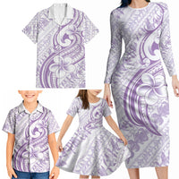 Hawaii Plumeria Lokelani Pikake Lei Family Matching Long Sleeve Bodycon Dress and Hawaiian Shirt Poni Polynesian Tattoo LT9 - Polynesian Pride
