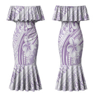 Hawaii Plumeria Lokelani Pikake Lei Family Matching Mermaid Dress and Hawaiian Shirt Poni Polynesian Tattoo LT9 Mom's Dress Purple - Polynesian Pride