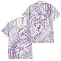 Hawaii Plumeria Lokelani Pikake Lei Family Matching Off The Shoulder Long Sleeve Dress and Hawaiian Shirt Poni Polynesian Tattoo LT9 Dad's Shirt - Short Sleeve Purple - Polynesian Pride