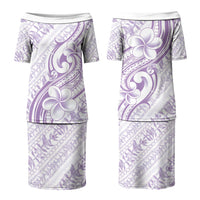 Hawaii Plumeria Lokelani Pikake Lei Family Matching Puletasi and Hawaiian Shirt Poni Polynesian Tattoo LT9 Mom's Dress Purple - Polynesian Pride