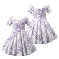 Hawaii Plumeria Lokelani Pikake Lei Family Matching Puletasi and Hawaiian Shirt Poni Polynesian Tattoo LT9 Daughter's Dress Purple - Polynesian Pride