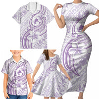 Hawaii Plumeria Lokelani Pikake Lei Family Matching Short Sleeve Bodycon Dress and Hawaiian Shirt Poni Polynesian Tattoo LT9 - Polynesian Pride