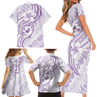 Hawaii Plumeria Lokelani Pikake Lei Family Matching Short Sleeve Bodycon Dress and Hawaiian Shirt Poni Polynesian Tattoo