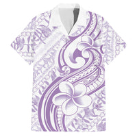 Hawaii Plumeria Lokelani Pikake Lei Family Matching Short Sleeve Bodycon Dress and Hawaiian Shirt Poni Polynesian Tattoo LT9 Dad's Shirt - Short Sleeve Purple - Polynesian Pride